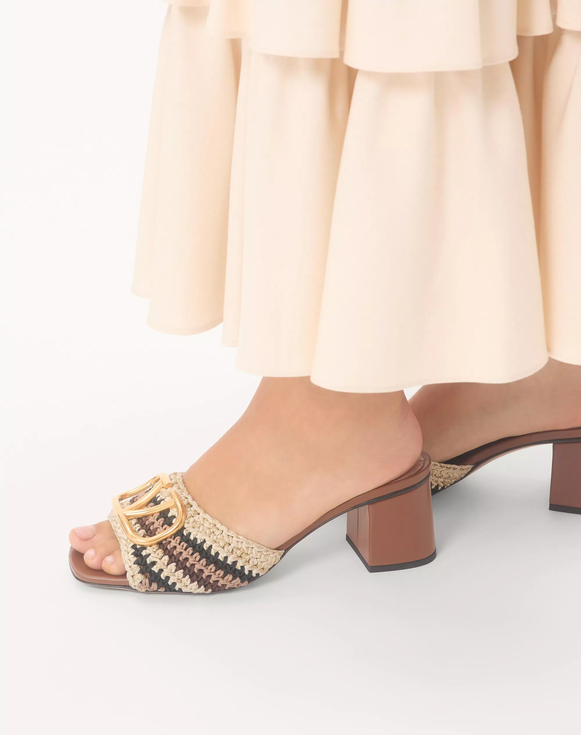 Valentino Vlogo Signature Slide Sandal With Crochet Embroidery 60Mm - Image 8